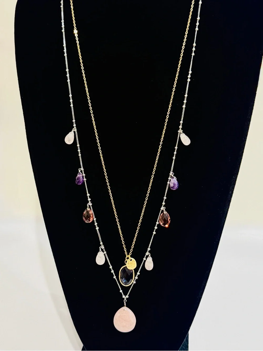 J. Jill Pink & Purple Two-Tone Long Layered Necklace New